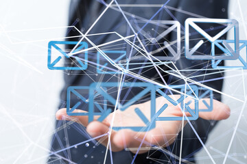 Hand Touching Email With Finger.