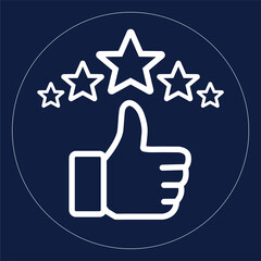 Thumbs up 5 stars icon perfect for reviews and as a Instagram Story icon.