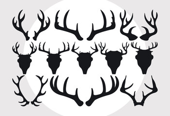 Deer Antlers Svg, Deer Svg, Deer With Antlers Svg, Skull Svg, Deer & Antlers Svg, Antlers Silhouette,