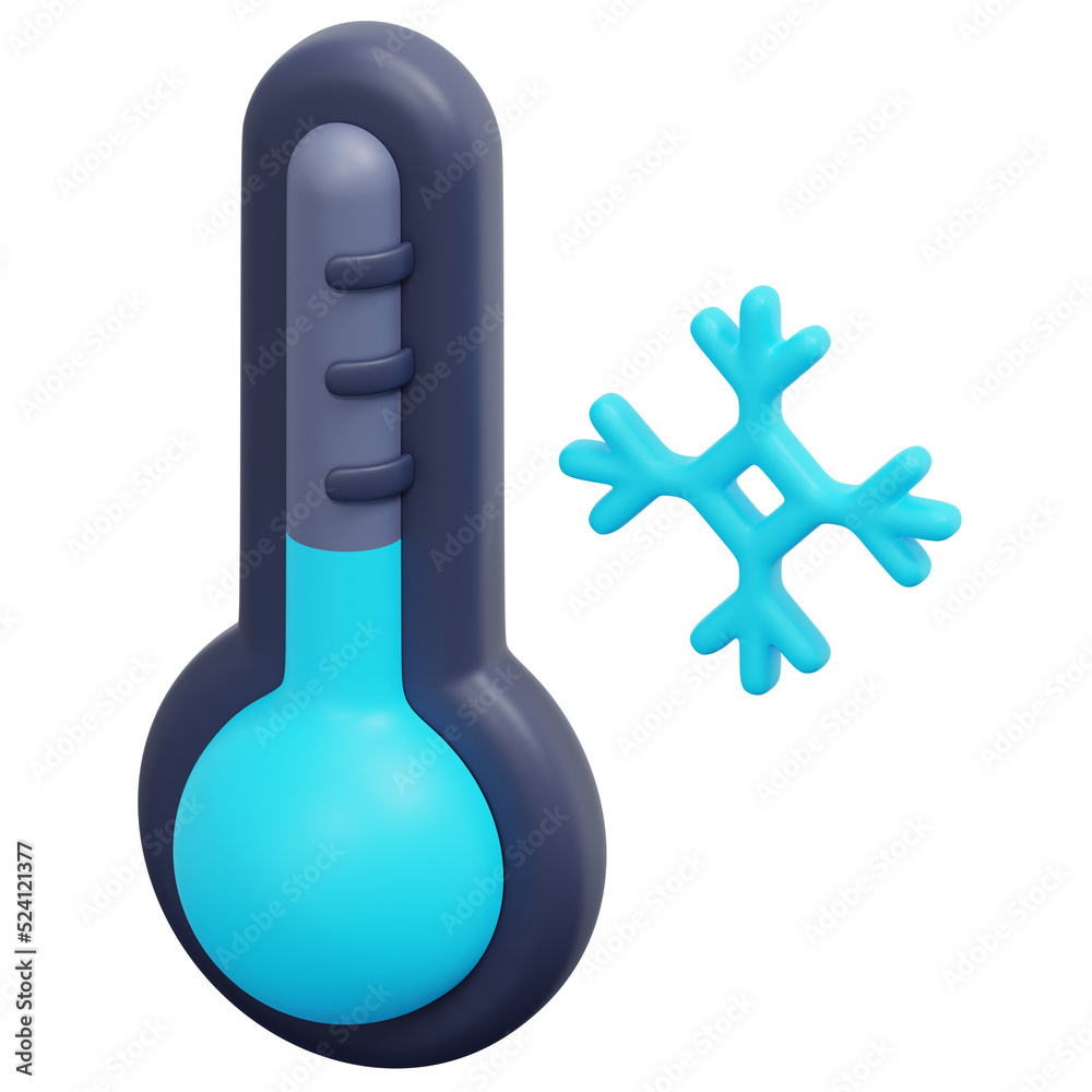 Sticker cold 3d render icon illustration