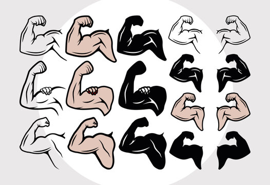 Flex muscle body icon cartoon strong arm Vector Image