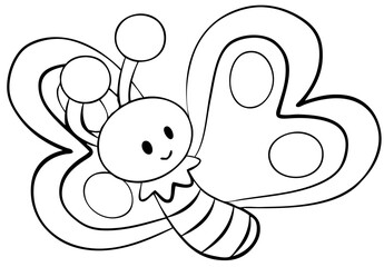 Butterfly. Element for coloring page. Cartoon style.