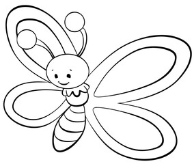 Butterfly. Element for coloring page. Cartoon style.