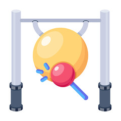 An editable flat icon of gong bell 