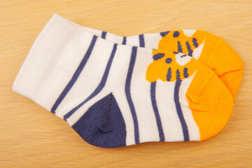 image of socks wooden desk background