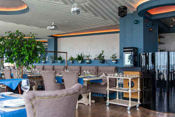 Interior of cozy luxury restaurant with original design