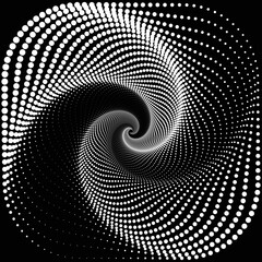 A background several dotted circles wrapped around each other in a spiral shape