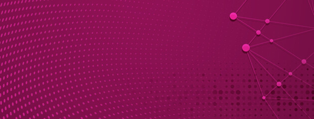 Abstract background in purple colors made of big and small dots connected by straight lines