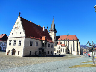 2022-03-11 Saint Egidius Basilica, Old City Hall and town square. Bardejov, Slovakia