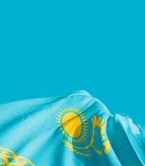 Kazakhstan national flag cloth fabric waving - Image