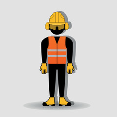 Worker in full safety gear