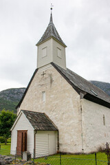 Fototapeta na wymiar Eidfjord gamle kyrkje (old church) near Eidfjord Vestland in Norway (Norwegen, Norge or Noreg)