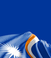 Fototapeta na wymiar Marshall Islands national flag cloth fabric waving - Image