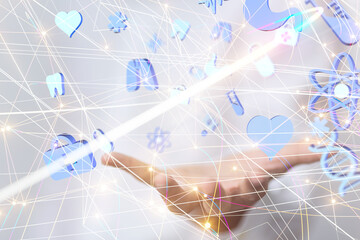  Ui icon medical in hospital with medical technology network concept