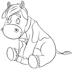 Cow. Element for coloring page. Cartoon style.