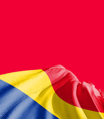 Romania national flag cloth fabric waving - Image