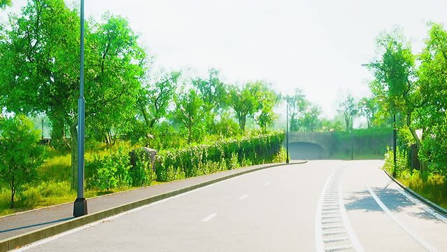 View of empty road with lamp post and sunlight