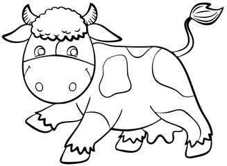 Cow. Element for coloring page. Cartoon style.