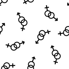 Seamless pattern with female and male symbols