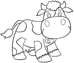Cow. Element for coloring page. Cartoon style.