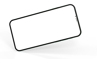Modern glass smartphone hanging over the table