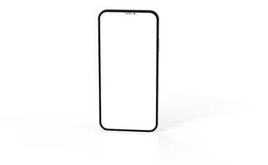 3d smartphone with blank screen isolated