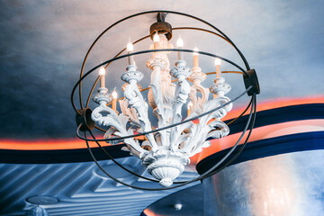 Fototapeta na wymiar Vintage chandelier on the ceiling