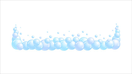 Soap bubble divider. Horizontal foam decoration element. Blue suds cloud. Vector - obrazy, fototapety, plakaty