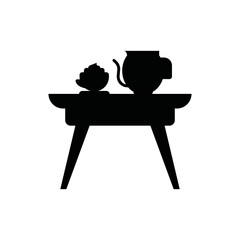 Food table vector icon. Black filled style. Can be used for web and mobile.
