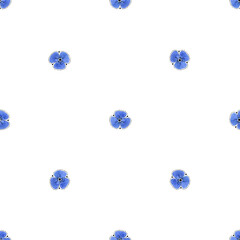Seamless pattern with watercolor blue flowers.  Illustration of blue violets and buttercups. Ideal for wrapping paper, wallpaper, fabric, texture and other printing.