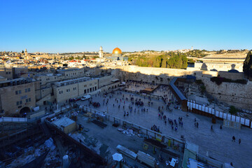 Fototapeta premium Holy Land of Israel. Jerusalem, Western Wall from birds-eye view.