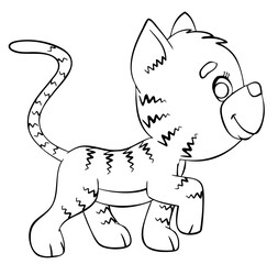 Cat. Element for coloring page. Cartoon style.