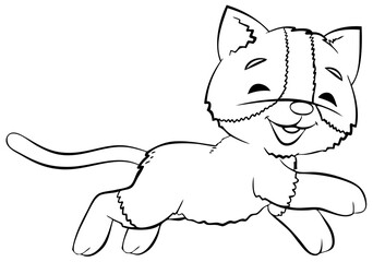 Cat. Element for coloring page. Cartoon style.