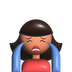 Crying girl 3d character avatar illustration