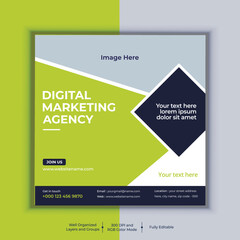 Digital Marketing Agency Corporate Social Media Post Banner Design, Modern Layout Vector Template, Professional Business Square Banner Design 