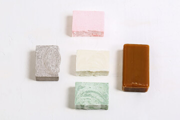 Organic natural soap bars with plants extracts, handmade soaps. sustainable zero waste lifestyle