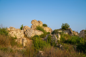 Fototapeta na wymiar Ruins of ancient city Side, Antalya, Turkey.