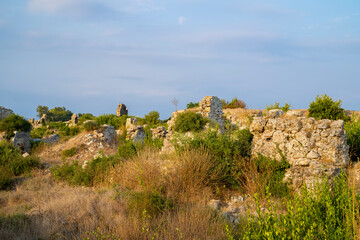 Ruins of ancient city Side, Antalya, Turkey.