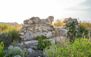 Ruins of ancient city Side, Antalya, Turkey.