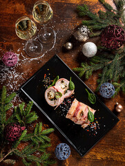 turkey roulade on the Christmas table