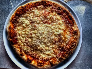 pizza on a wooden board