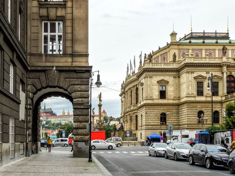 The Rudolfinum is a building in Prague, Czech Republic. It is designed in the neo-renaissance style and is situated on Jan Palach Square on the bank of the river Vltava