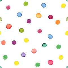 Carnaval. Watercolor seamless pattern with circles.  Multicolor circles pattern hand painted. Color birthday confetti. Geometric child pattern for postcard, poster, banner and website.