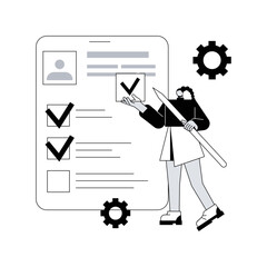 Employee assessment abstract concept vector illustration. Employee evaluation, assessment form, job performance review, SWOT analysis, recruitment software, supervisor meeting abstract metaphor.
