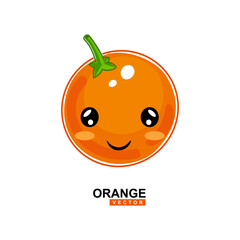 Happy cute smiling Orange. Vector flat icon of cartoon character illustration. Isolated on white background. cute Orange fruit character concept