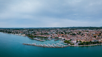 Italy, August 2022: panoramic view of Desenzano sul Garda in the province of Brescia Lombardy