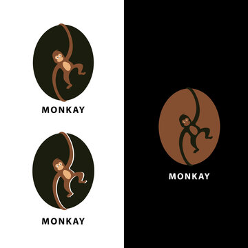flat design single monkey icon vector illustration