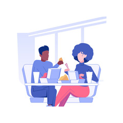 Meal allowance isolated concept vector illustration. Colleagues with free food at work, meal voucher for employers, business etiquette, corporate culture, company rules vector concept.