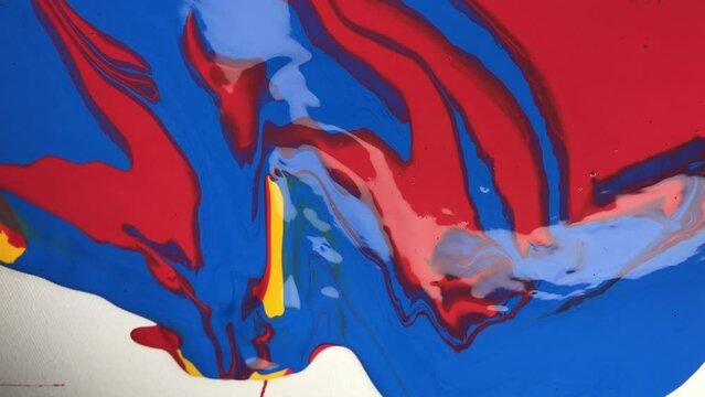 A Wave of Red Blue A Band of Yellow Run Down Canvas