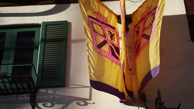 Lion Family Crest Flag Mid Afternoon Sunlight Downtown Santa Barbara
